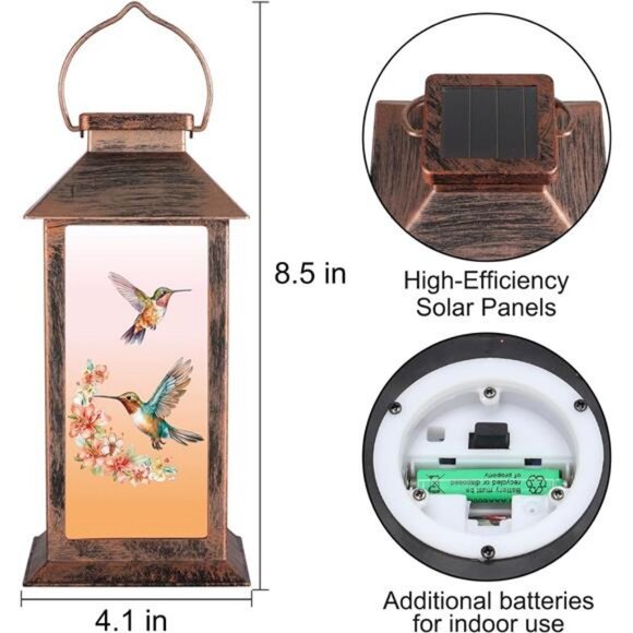 Solar Lantern Outdoor Waterproof Hummingbird Garden Decor Birthday Gifts - Picture 3 of 8